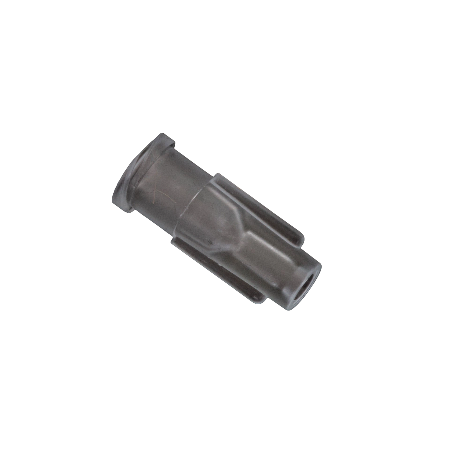 Straw Adapter,"Clear plastic adapter with tapered end and flared rim"
