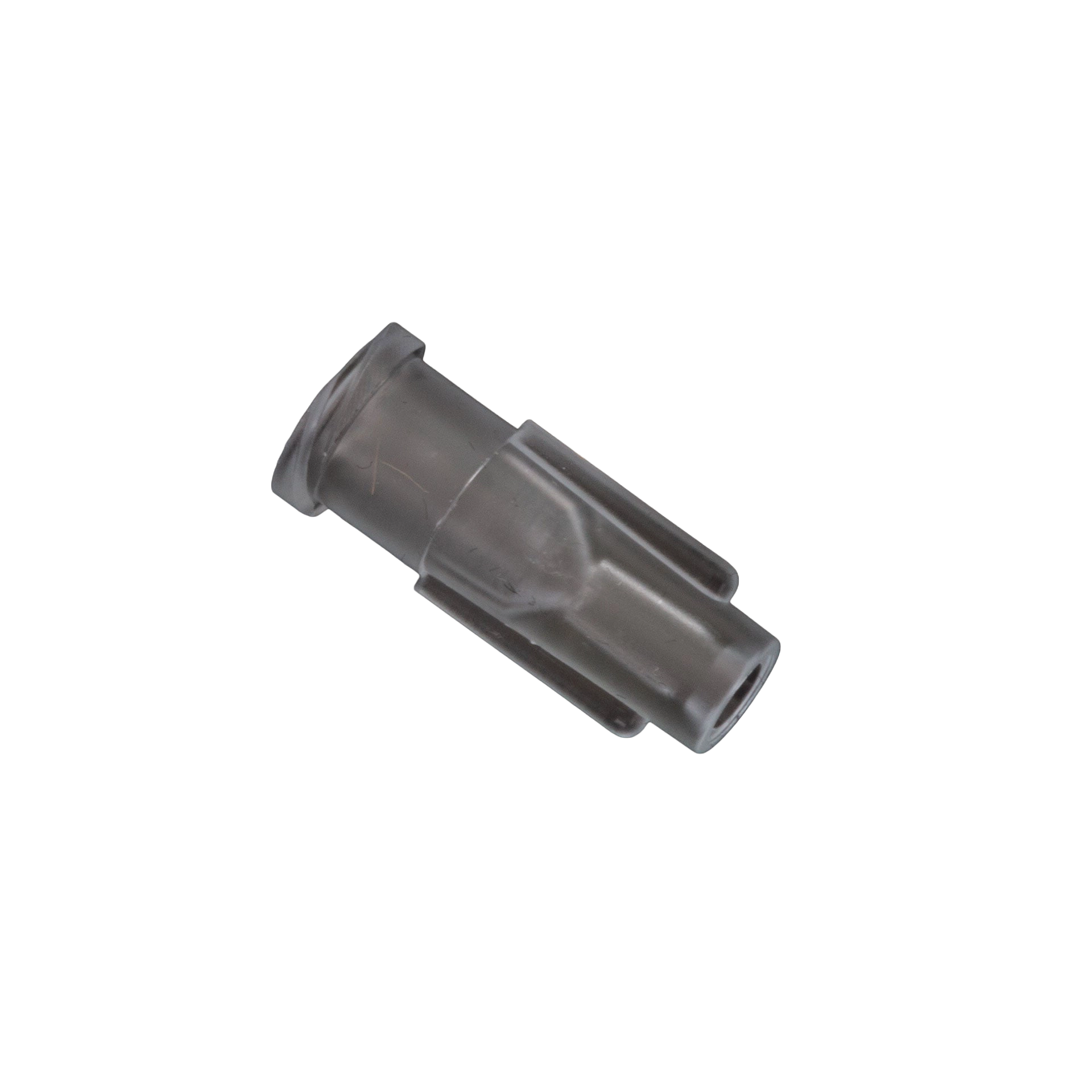 Straw Adapter,"Clear plastic adapter with tapered end and flared rim"