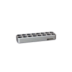 16 X 1.5 ml microtubes,"Silver metal rack with 16 circular tube slots"