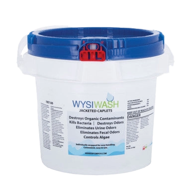 Wysiwash® Sanitizing System,"White bucket with blue lid and red latch"
