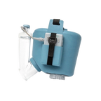 Flexineb® E3 Portable Equine Nebulizer Complete System with 2 Standard Med Cups,"Blue nebulizer unit with attached clear medication cup"