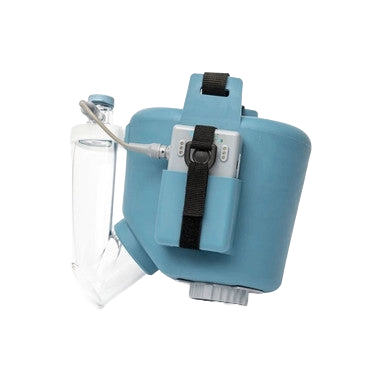 Flexineb® E3 Portable Equine Nebulizer Complete System with 2 Standard Med Cups,"Blue nebulizer unit with attached clear medication cup"