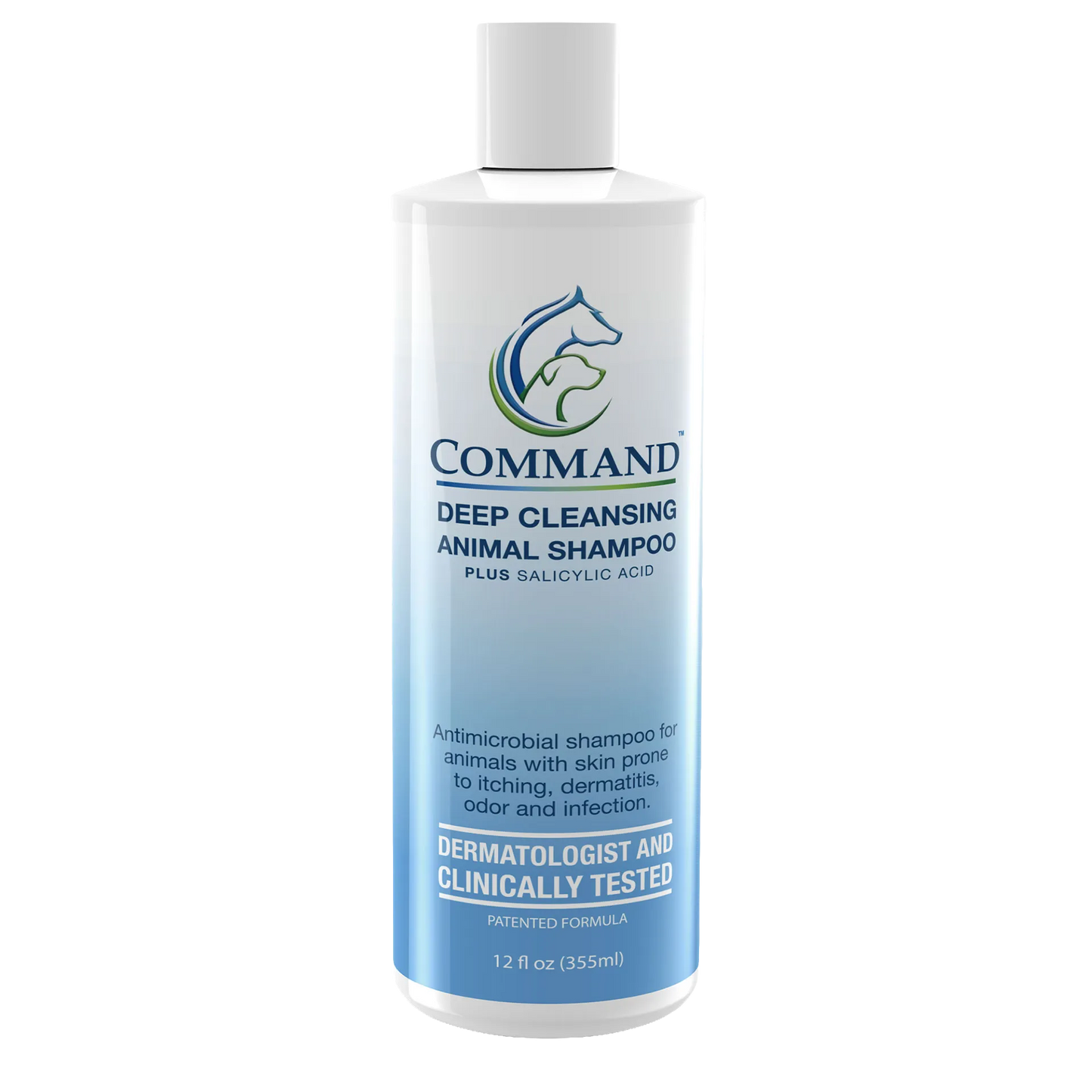 Command™ Shampoo,"White bottle with blue label and white cap"