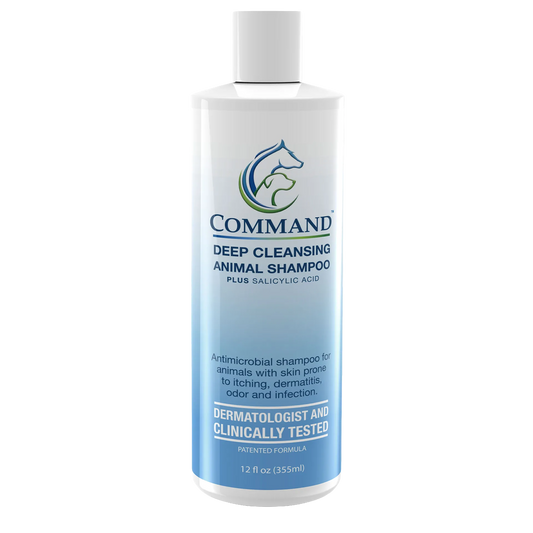 Command™ Shampoo,"White bottle with blue label and white cap"