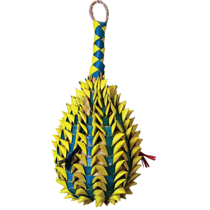 Pineapple Pinata Foraging Toy,"Yellow and blue pineapple-shaped hanging toy"