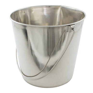 Flat-sided Pails without Hooks,"Metal pail with flat side and wire handle"