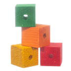 Wood Blocks and Slats,"Stacked colored wooden blocks with center holes"
