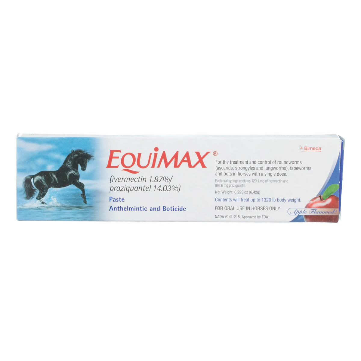 EquiMAX®,"Product box with horse image and apple graphic"