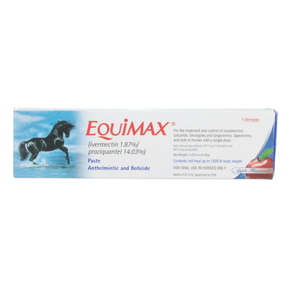 EquiMAX®,"Product box with horse image and apple graphic"
