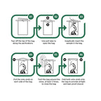 Twirl'em Specimen Bags,"Six-step specimen bag instruction diagram"