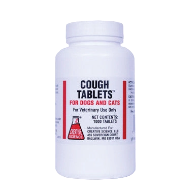 Cough Tablets™ for Dogs and Cats,"White plastic bottle with front label"