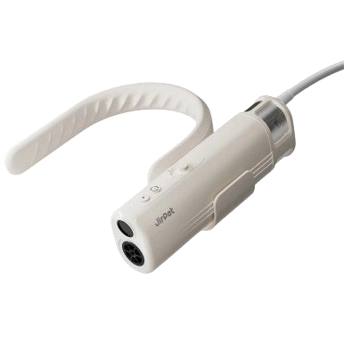 Harmony Neck Dryer by JirPet,"White handheld neck dryer attachment with curved hook and cord"