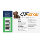 CapAction®,"Side of box with dog photo and barcode"