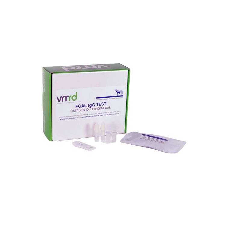 Foal IgG Test Kit & Reader,"Test kit box with dropper vials, test strip, and foil pouch"