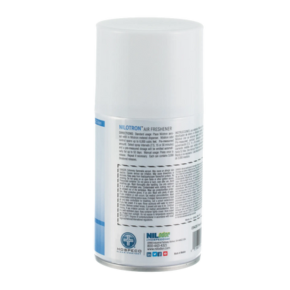 Nilodor Nilotron™ Designer Aerosols,"White aerosol can with cap, back label view"
