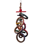 Olympic Rings,"Stacked multicolor ring toy hanging from red bar"