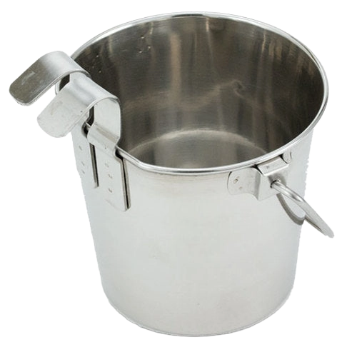 Flat-Sided Pails,"Metal pail with flat side and hanging hooks"