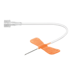 Winged Infusion Set,"Clear tubing with orange butterfly wings and needle"