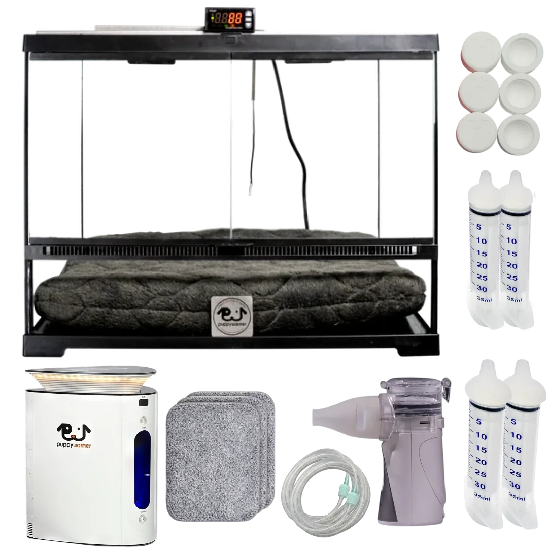 Puppywarmer Bundles,"Pet enclosure bundle with humidifier, nebulizer, pads, and feeding bottles"