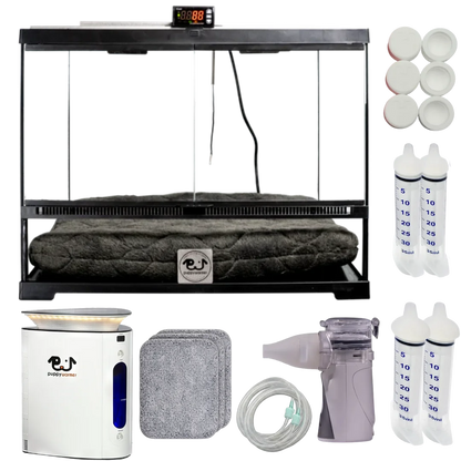 Puppywarmer Bundles,"Pet enclosure bundle with humidifier, nebulizer, pads, and feeding bottles"