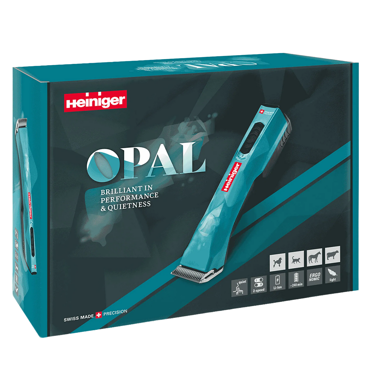 Opal Cordless Clipper and Free Blade,"Teal clipper retail box with clipper image"