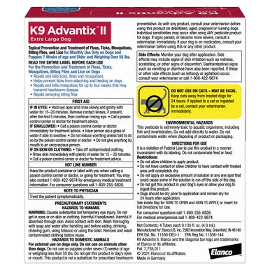 K9 Advantix™ II,"Front of dog flea and tick treatment box"
