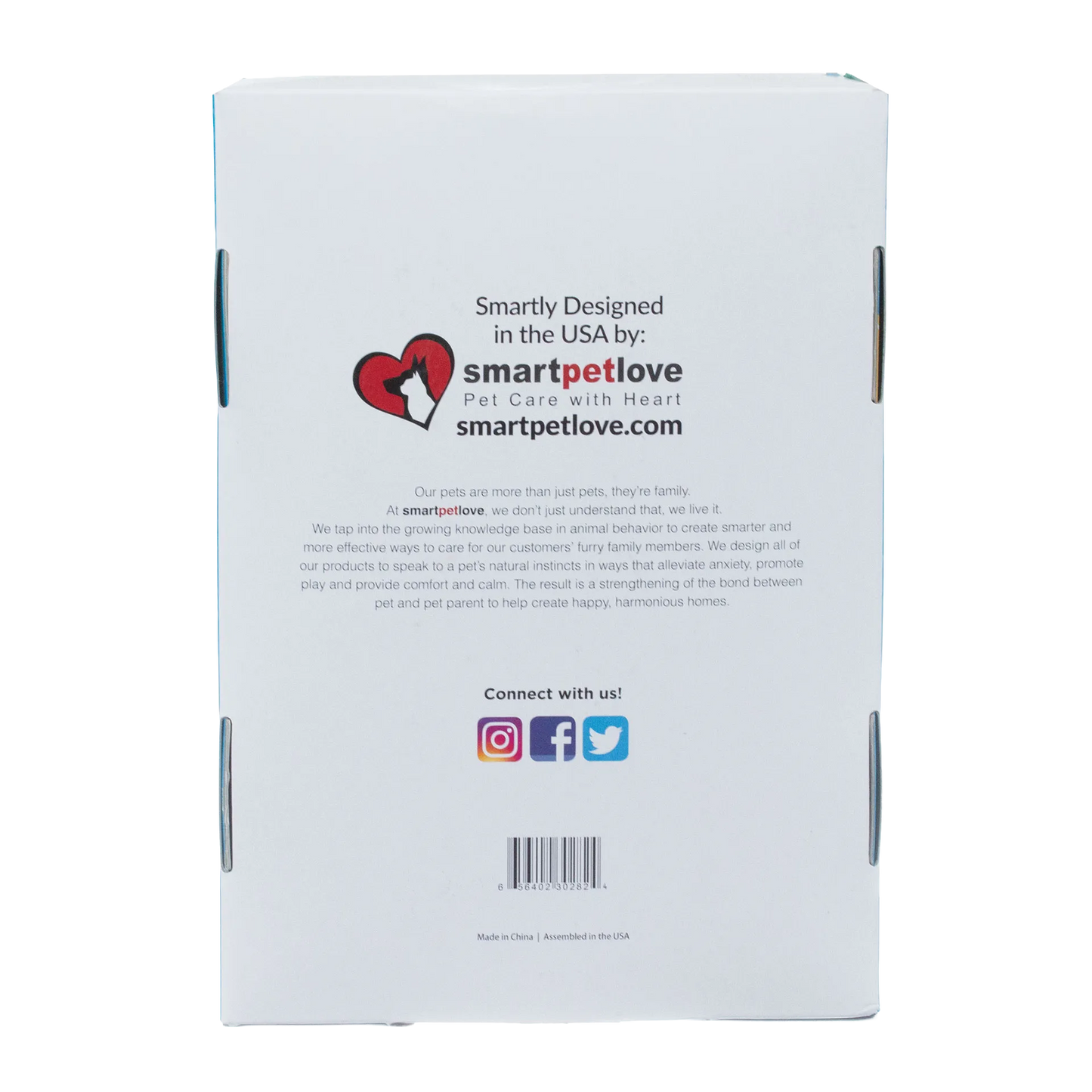 Snuggle Puppy Starter Kit,"Back of product box with social media icons and barcode"