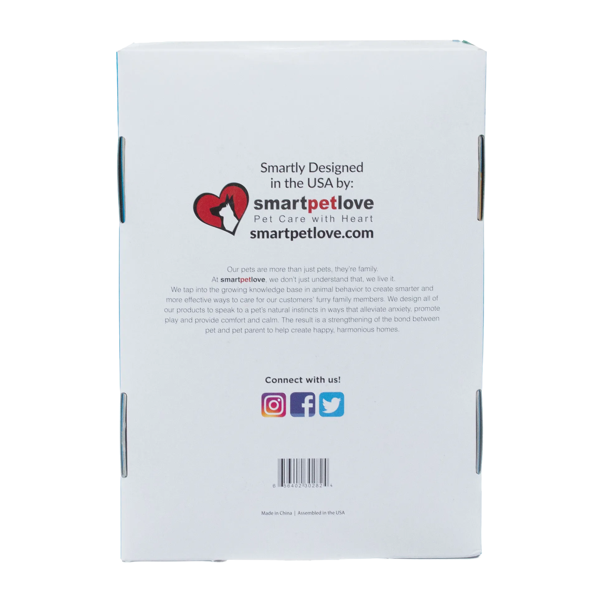 Snuggle Puppy Starter Kit,"Back of product box with social media icons and barcode"