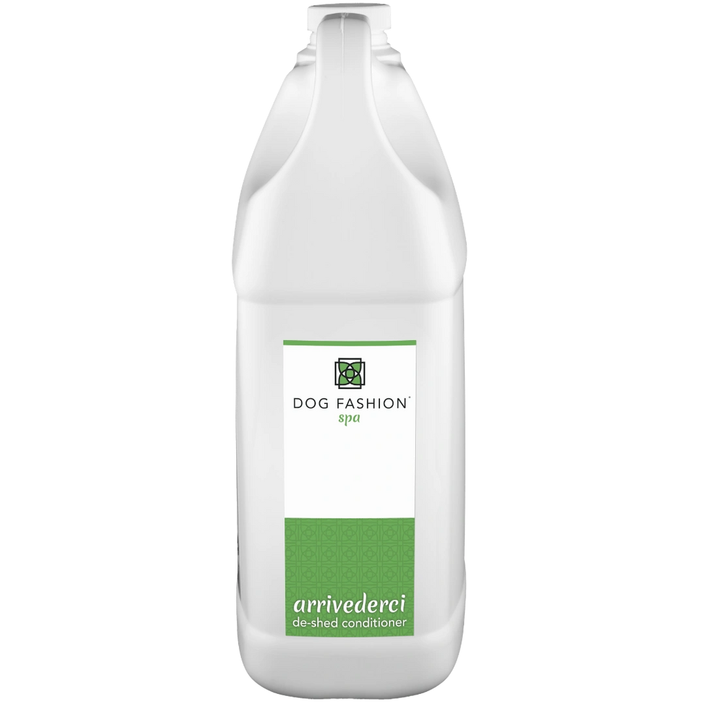 Arrivederci De-shedding Conditioner,"White gallon bottle with green front label"
