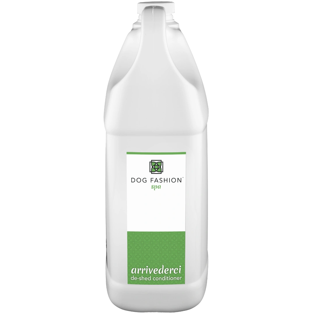 Arrivederci De-shedding Conditioner,"White gallon bottle with green front label"