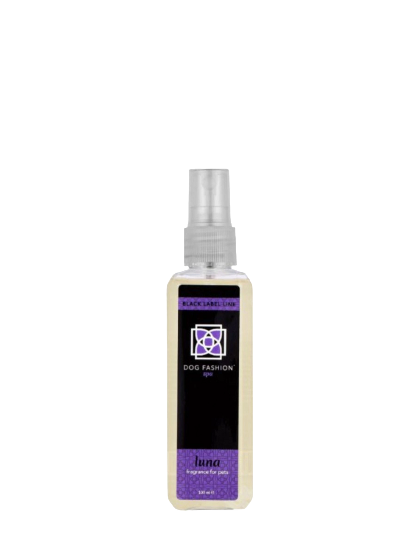 Luna Fragrance,"Rectangular spray bottle with clear cap and purple label"