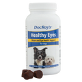 Doc Roy's® Healthy Eyes™,"White supplement bottle with dog label and brown chews"