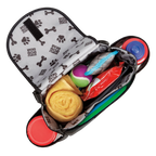 Car Seat Back Organizer Travel Bag,"Open organizer bag with divided compartments and pet travel items"