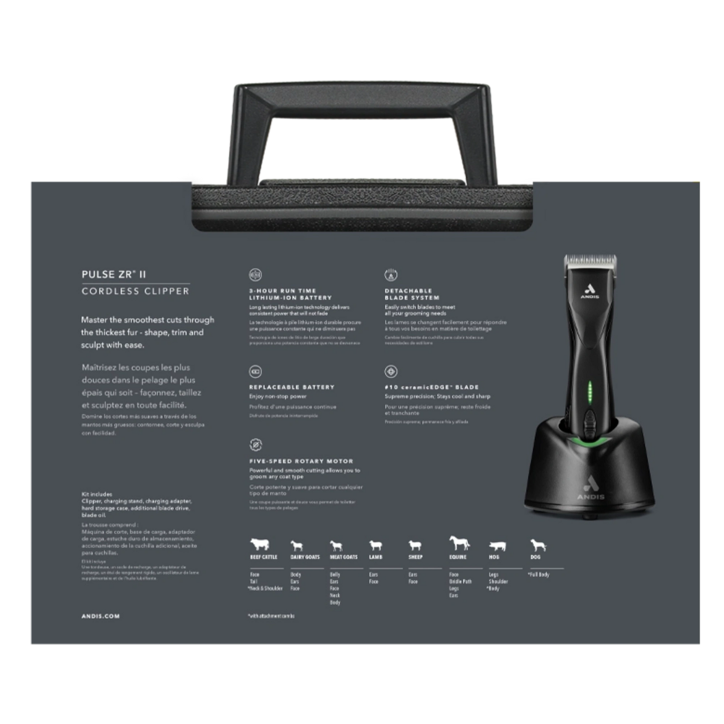 Pulse ZR II Detachable Blade Clipper with 10CeramicEdge blade by Andis