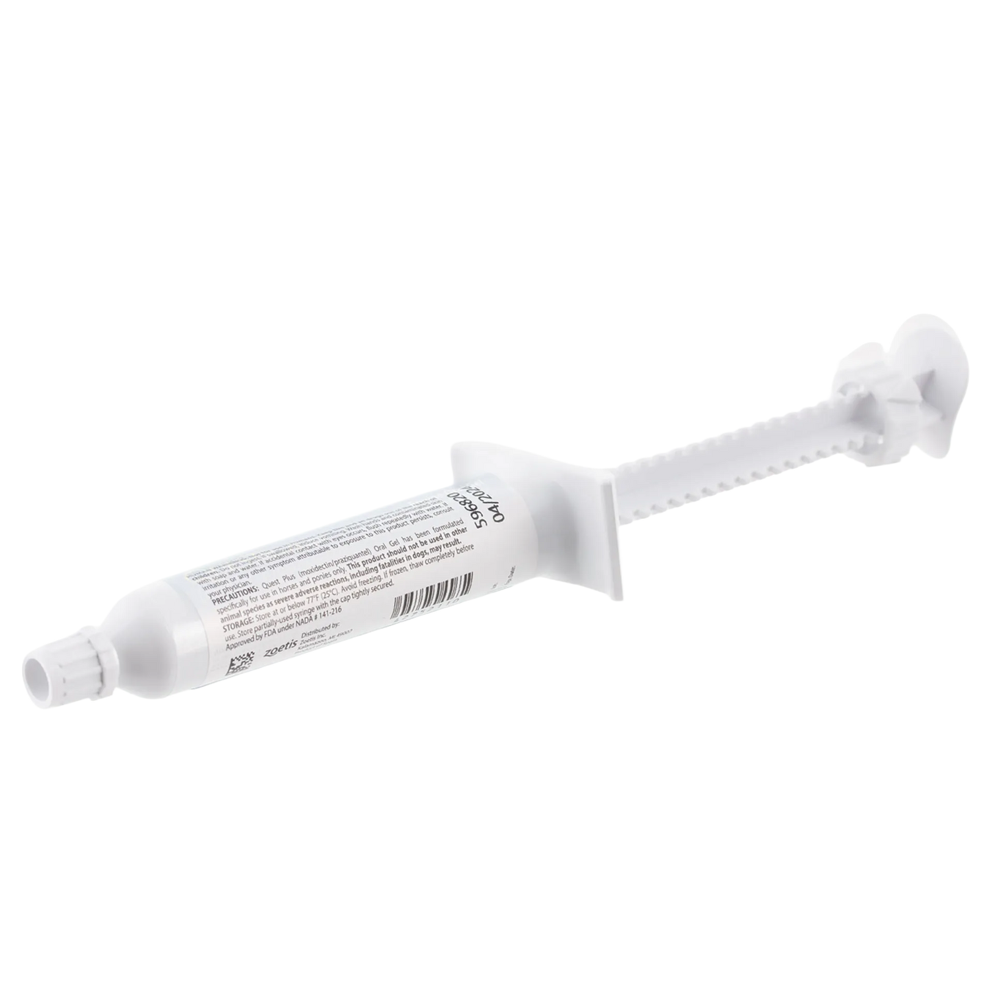 Quest® Plus Equine Oral Gel,"White oral gel syringe with capped tip and plunger"