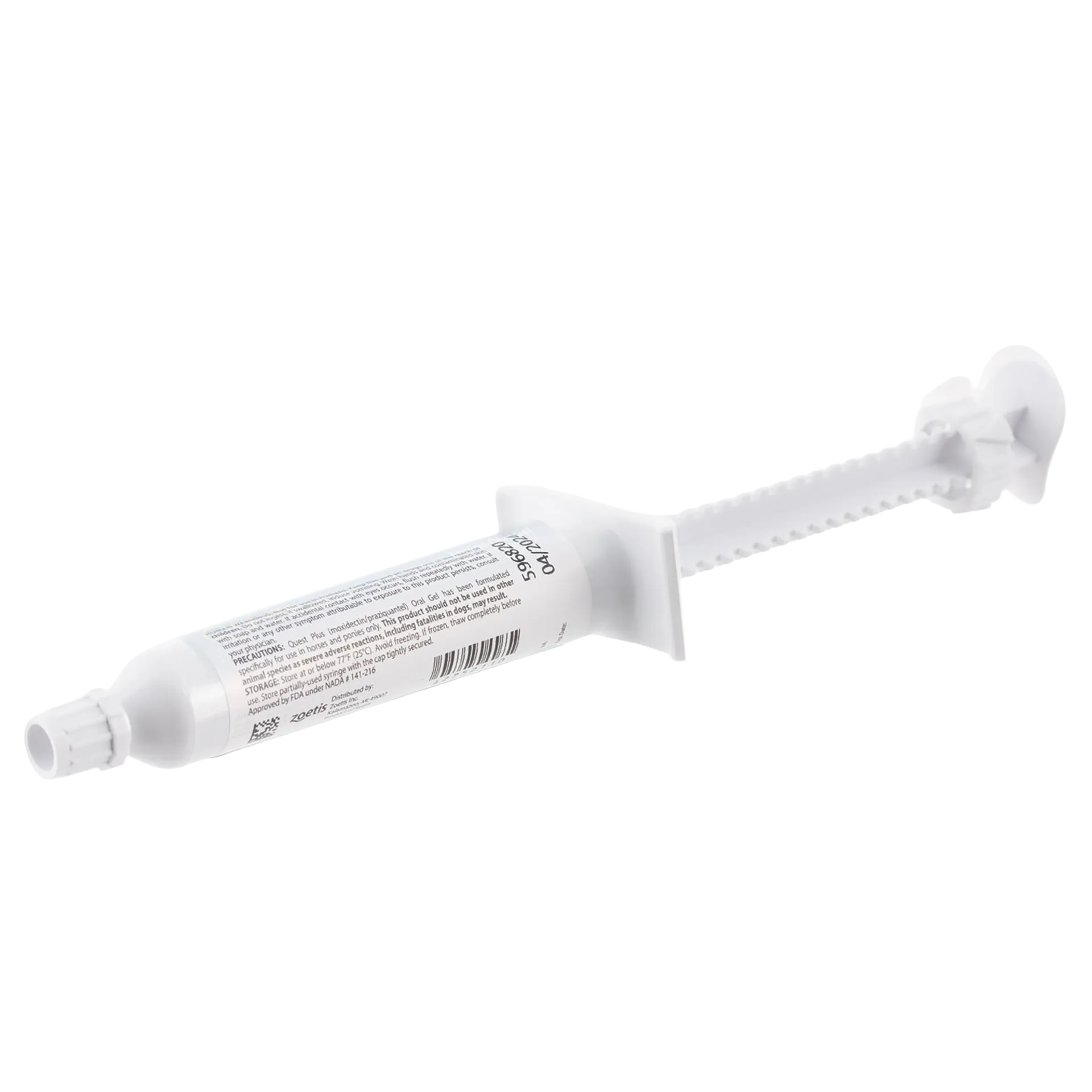 Quest® Plus Equine Oral Gel,"White oral gel syringe with capped tip and plunger"