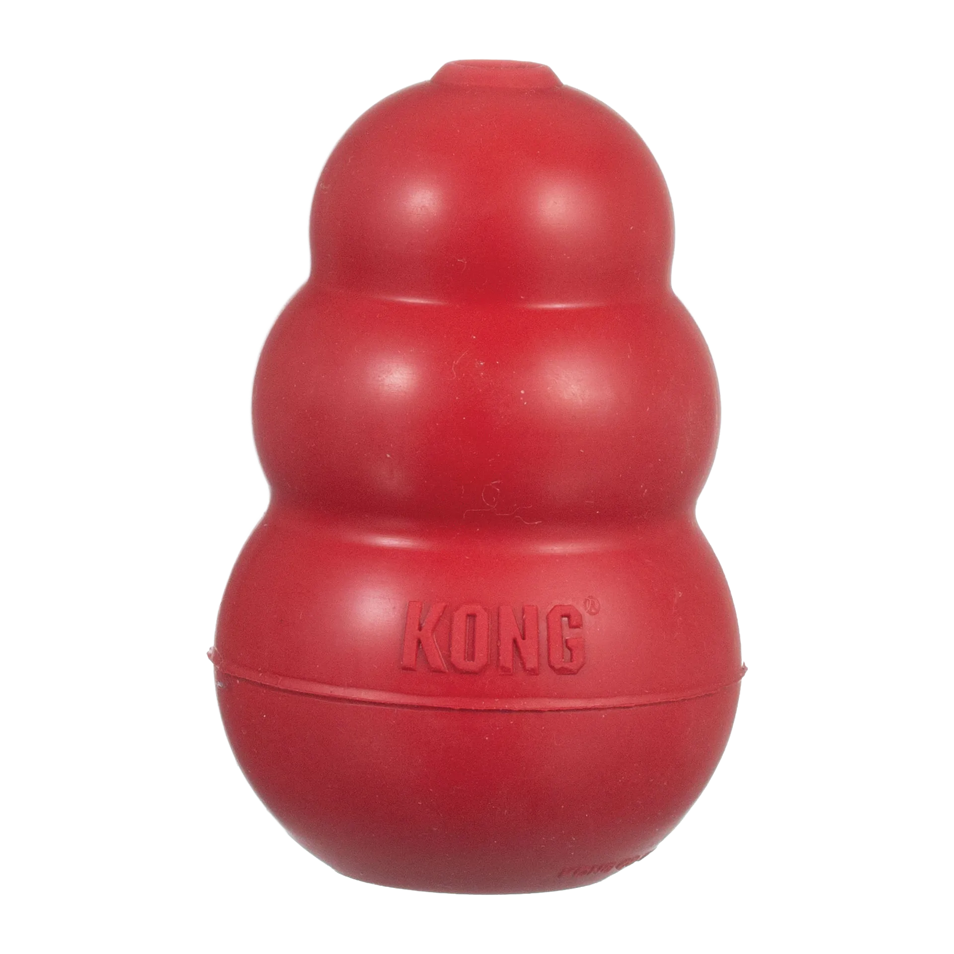 Kong® Classic,"Red tiered rubber dog toy, front view"