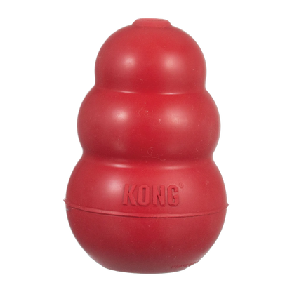 Kong® Classic,"Red tiered rubber dog toy, front view"