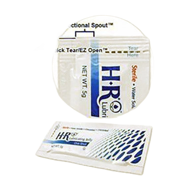 HR Lubricating Jelly,"Single-use lubricant packet with round spout"