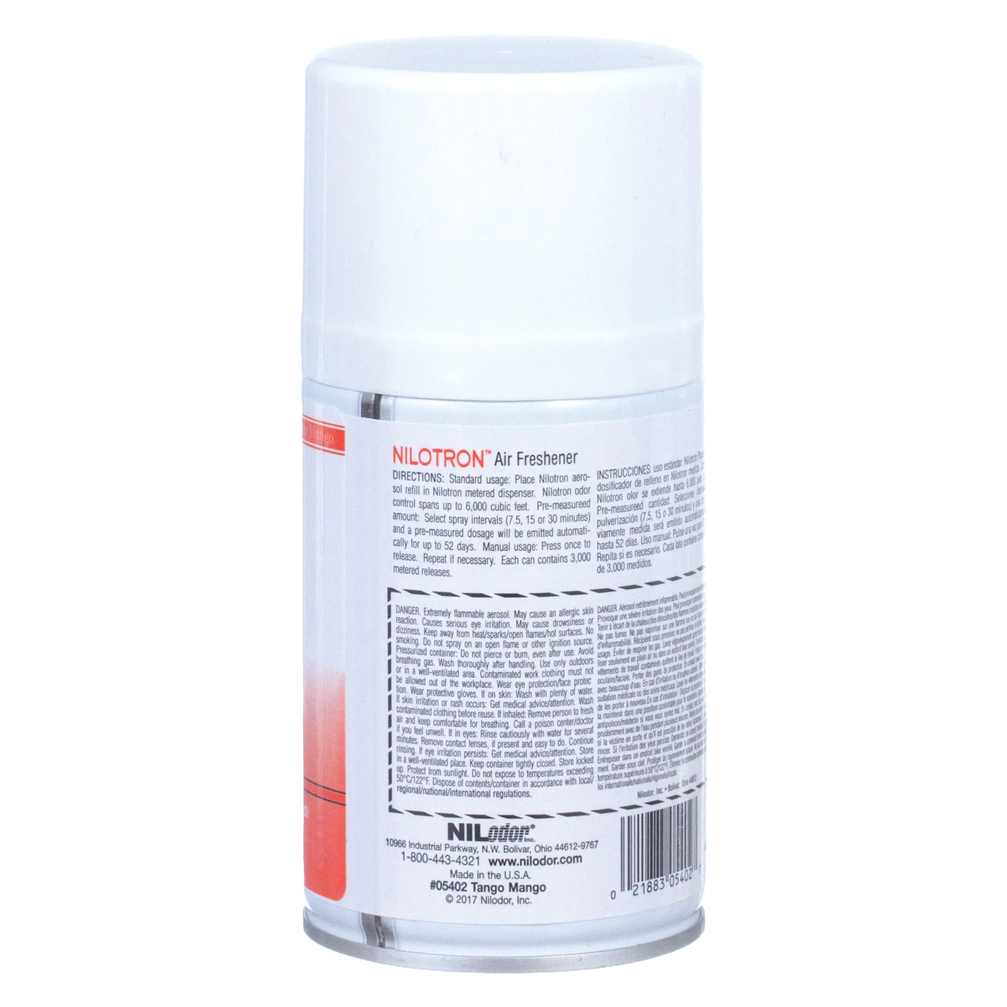 Nilodor Nilotron™ Designer Aerosols,"Back view of aerosol can with white cap and label"