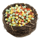 Karen's Naturals Just Veggies Dried Bird Treats,"Bird treat mix in woven nest bowl"