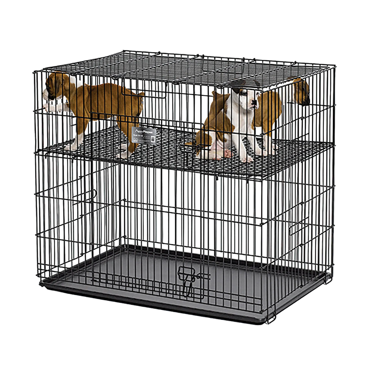 Midwest® Puppy Playpen,"Black wire playpen with raised mesh floor and bottom tray"