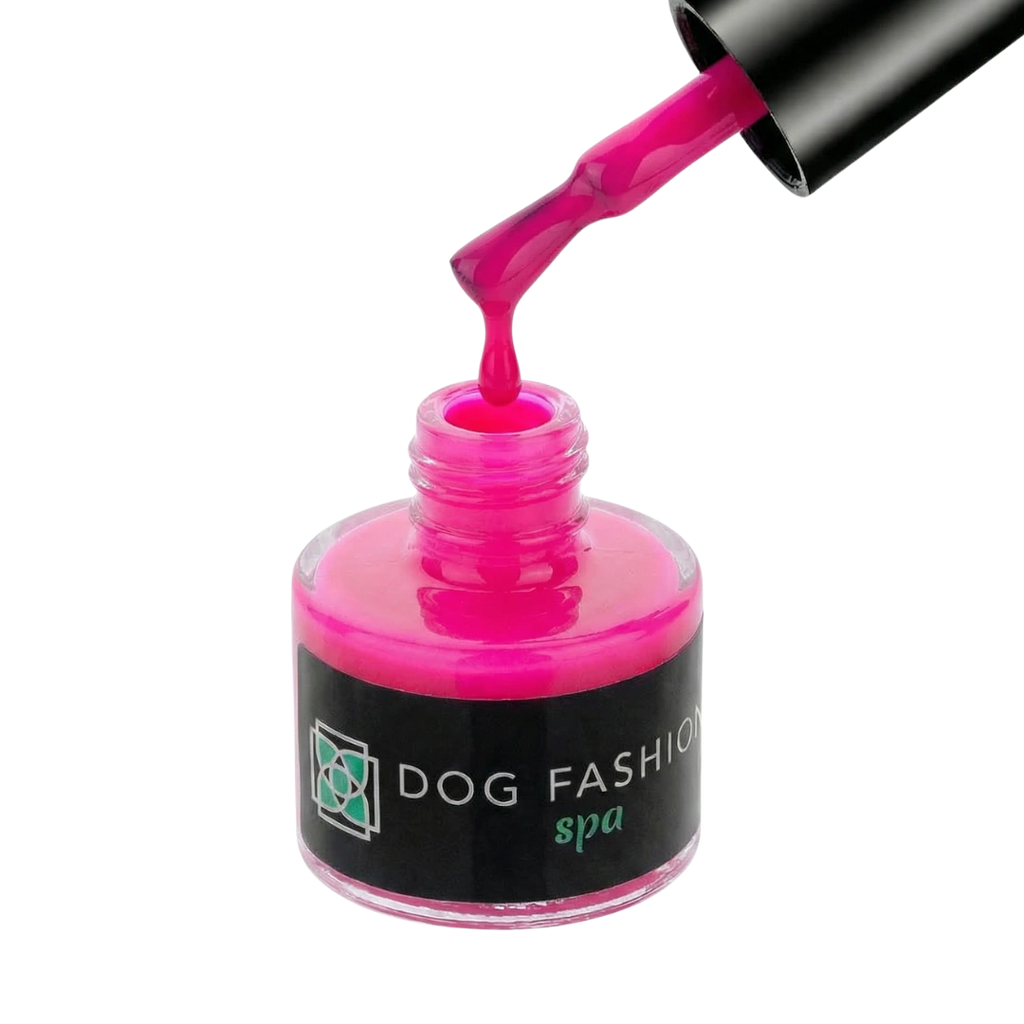 Non-toxic Nail Polish,"Open nail polish bottle with bright pink brush"