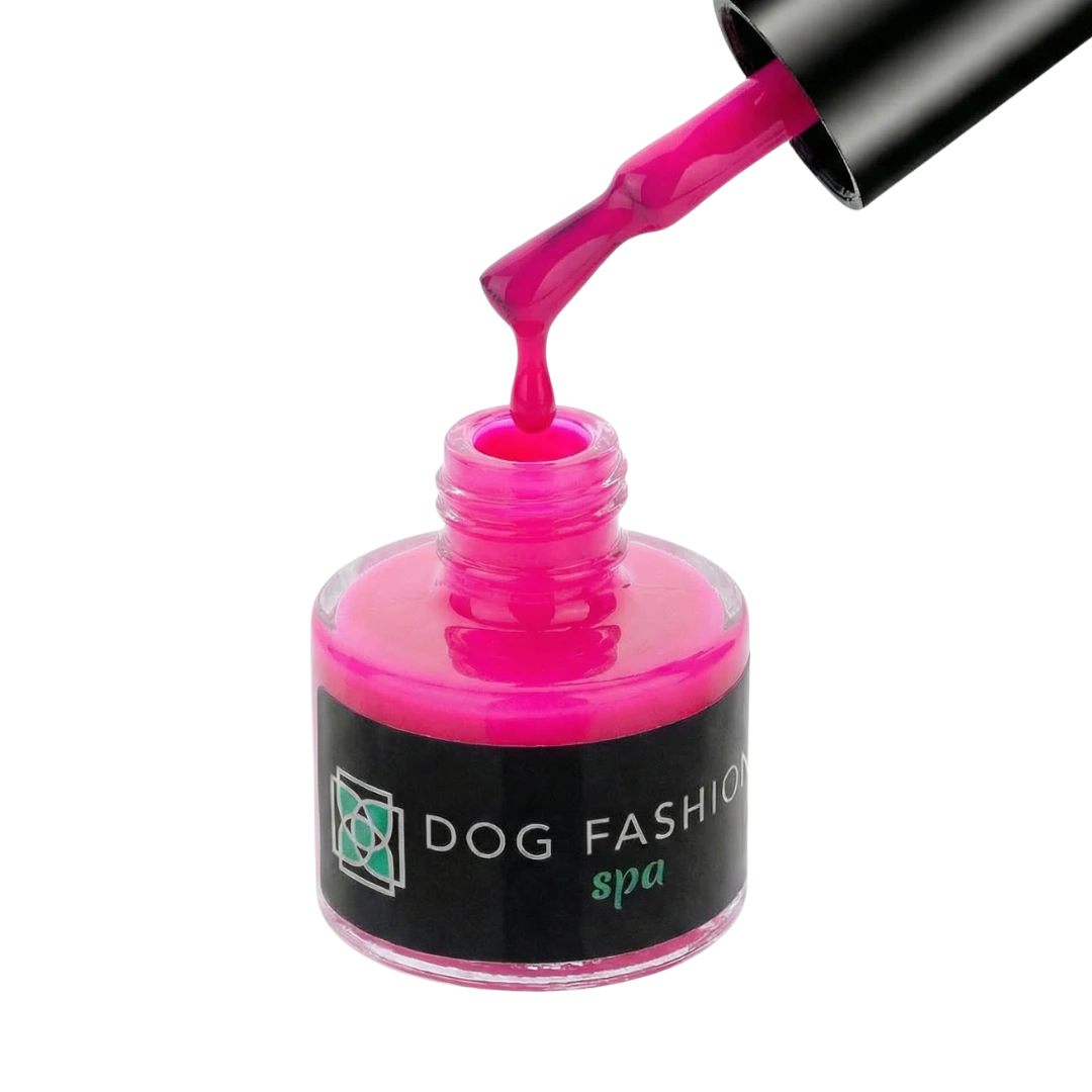 Non-toxic Nail Polish,"Open nail polish bottle with bright pink brush"