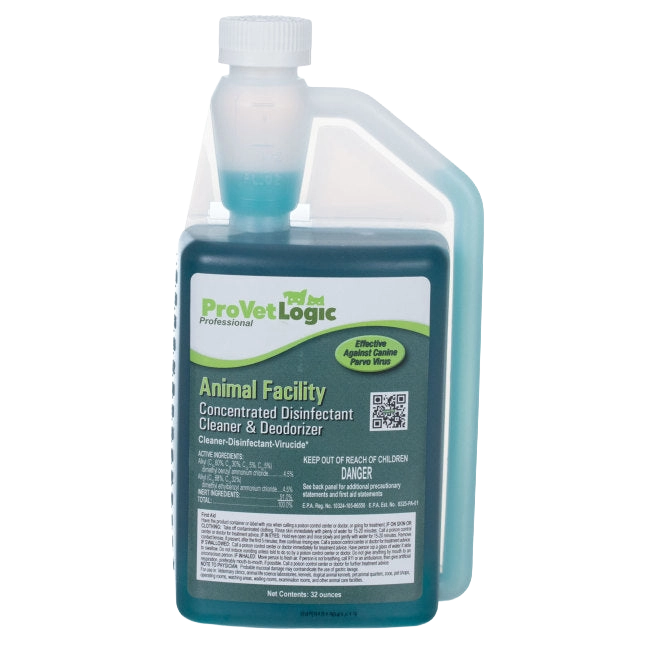Animal Facility Disinfectant,"Blue liquid bottle with measuring chamber cap"