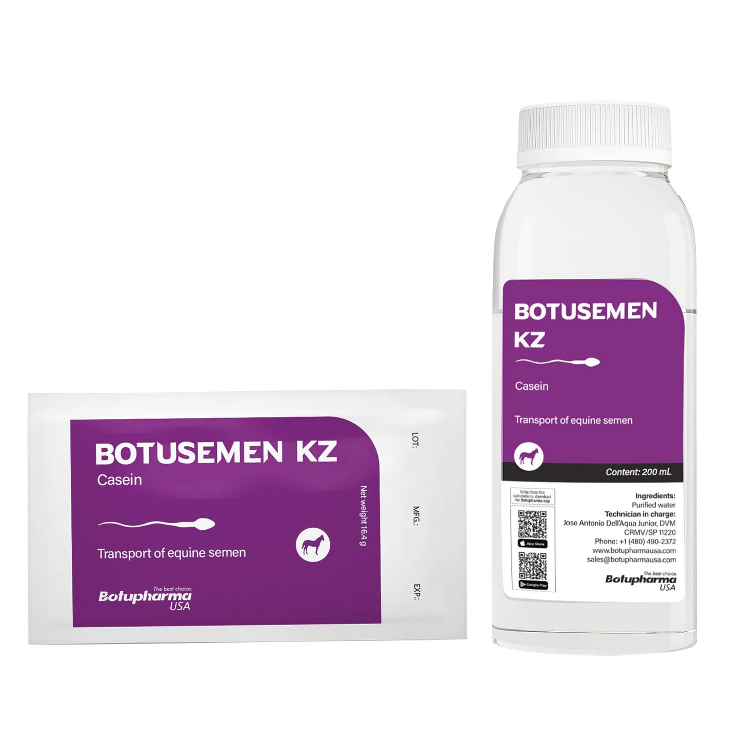 BotuSemen KZ,"Bottle and foil pouch with purple labels"