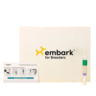 Embark® for Breeders Dog DNA Test Kit,"Swab test kit box with instruction card and sample tube"