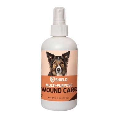 Multi Purpose Wound Care Spray by Shield,"Spray bottle with dog image on front label"