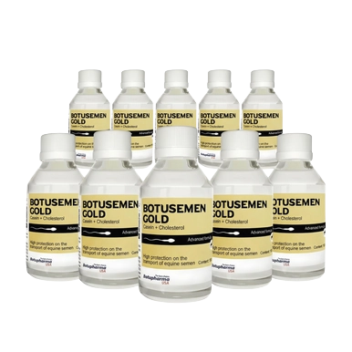BotuSemen Gold,"Nine white bottles with yellow labels"