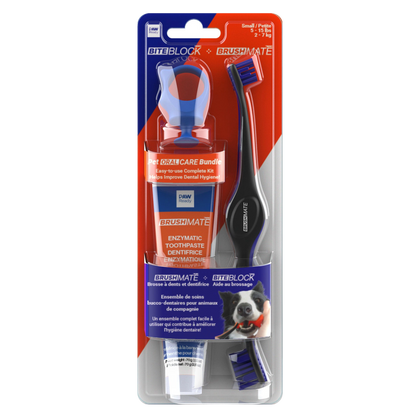 Paw Ready Oral Care Bundle,"Blister pack with dog toothbrush, toothpaste tube, and bite block"